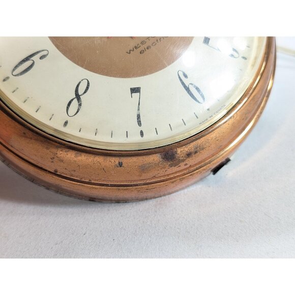 Vintage 7" Westclox Electric Oracle copper surround wall clock, 1950-1960s - Picture 9 of 10